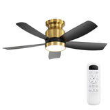 Flush Mount Ceiling Fan With LED Light 22W And Remote Control Blades / Body, DC Motor