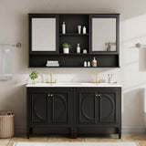 Double Sink Bathroom Vanity Set With Wall Mount Mirror Cabinet