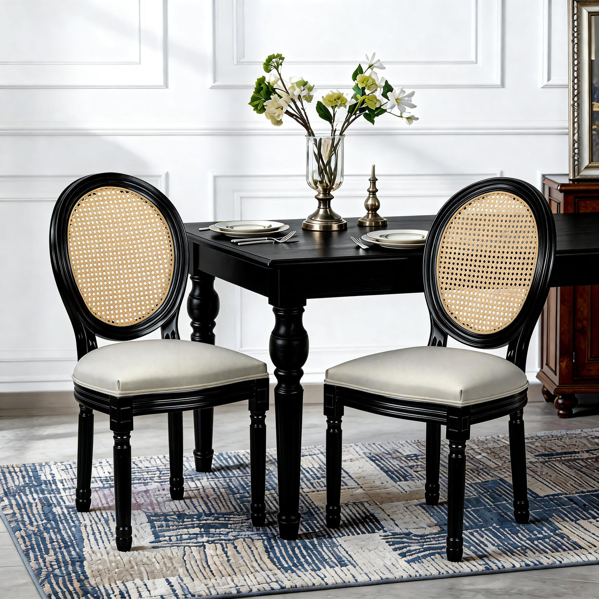 French Country Dining Chairs With Round Back (Set of 2)