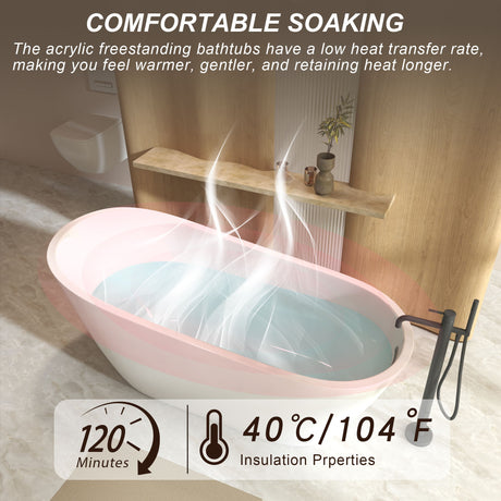 Special-Shaped Freestanding Slipper Bathtub, Overflow & Pop Up Drain