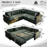 L-Shaped Sofa Couch With Pull-Out Bed