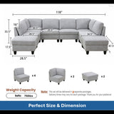 8 Piece Modular U - Shape Sectional Sofa