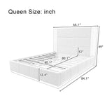 Modern Upholstered Platform Bed With Extended Headboard