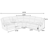 U-Shaped Sectional Sofa With Console Cup Holder, Storage Drawer, Manual Reclining