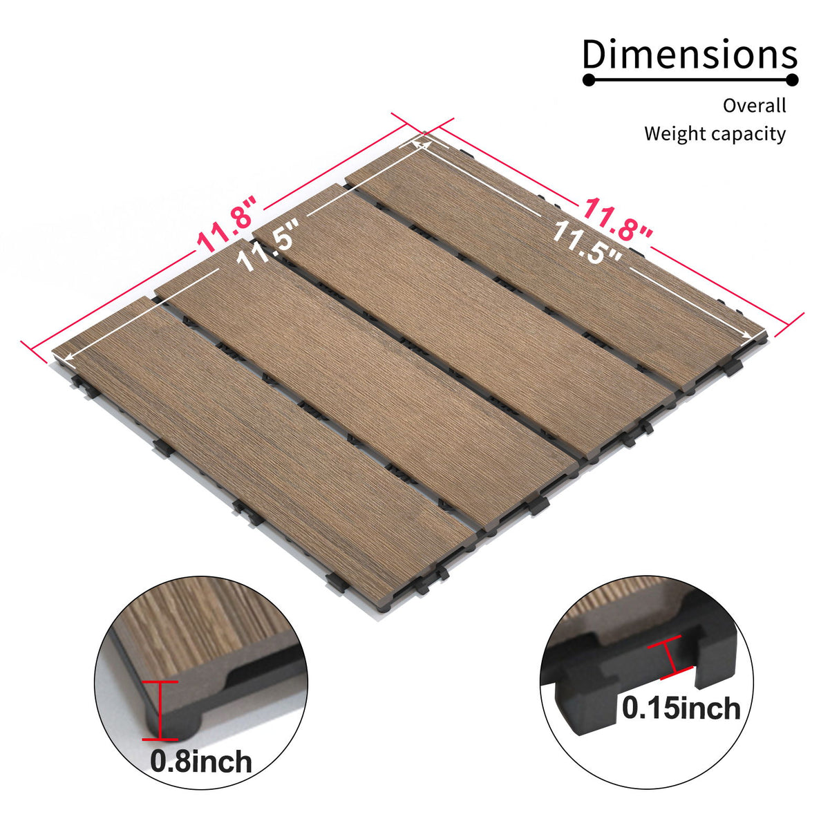 Patio Deck Tiles, Pack Of 22