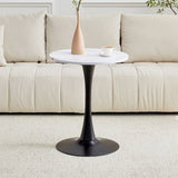 Round Dining Table With Thickened Engineered Wood Top And Metal Pedestal, 23.6" Diameter For Kitchen, Living Room, Small Spaces