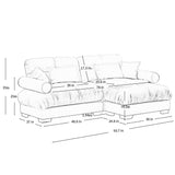 Modern Sectional Sofa With Ottoman, Round Bolster Armrests, Waist And Throw Pillows