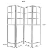 Gabby - 4 Panel Divider Folding Shoji Screen With Windowpane Details - Natural
