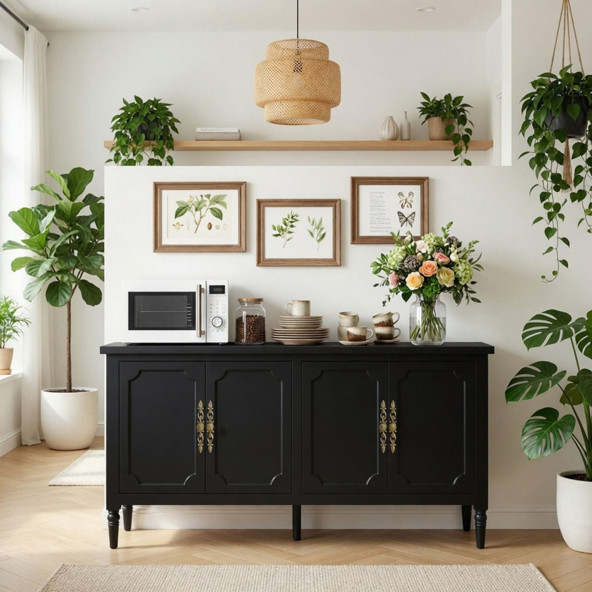 Vintage Buffet Cabinet With Adjustable Shelves