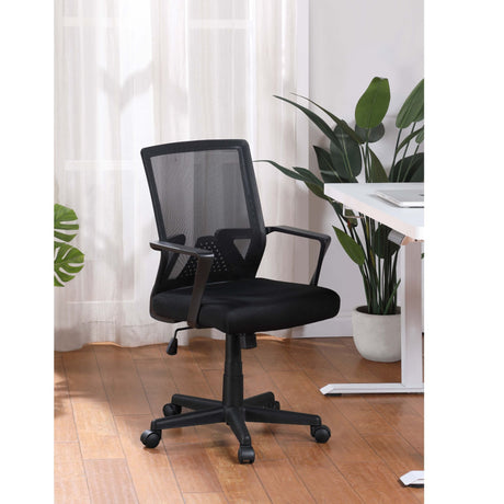 Ergonomic Height Adjustable Office Chair With Armrest - Black