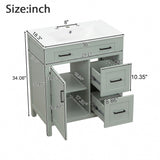 Bathroom Vanity With Sink, 2 Soft Close Drawers, 1 Soft Close Door, Adjustable Shelf
