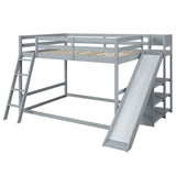 Bunk Bed With Ladder, Slide, And Shelves Pine Wood