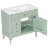 Freestanding Bathroom Vanity With Sink, Adjustable Shelf, Flip Drawer