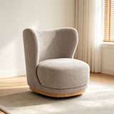 Curved Back Swivel Lounge Chair With Rotating Base For Home - Gray