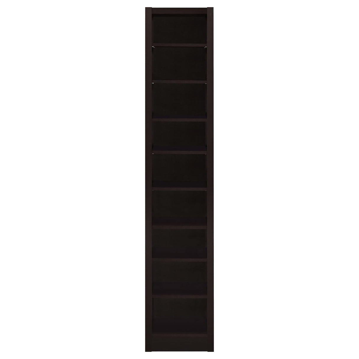 Rectangular Bookcase Tall Slim Storage With 9 Shelves - Brown