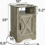 Farmhouse Nightstand, Charging Station & Storage