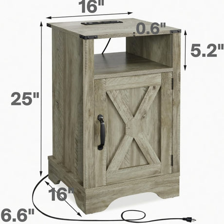 Farmhouse Nightstand, Charging Station & Storage