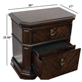 Nightstand With Carved Details, 2 Drawer - Espresso
