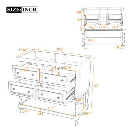 Modern Bathroom Vanity Cabinet With 4 Drawers