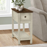 Accent End Table, 2 Tier, Narrow, Lamp, Storage Drawer, Charming Design