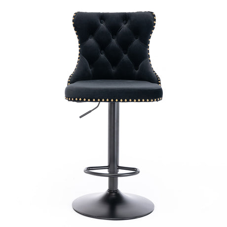 Swivel Barstools Adjusatble Seat Height, Modern Upholstered Bar Stools With Backs Comfortable Tufted For Home Pub And Kitchen Island (Set of 2)