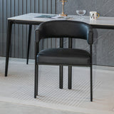 Modern Dining Upholstered Barrel Chair With Curved Back And Armrests