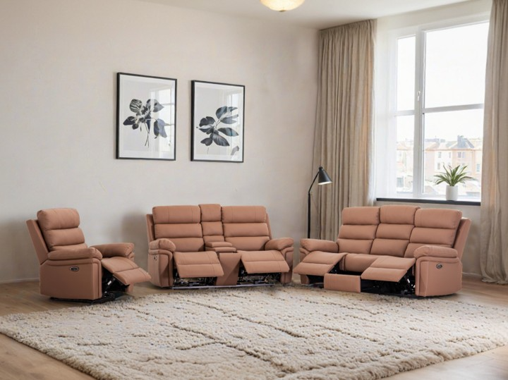 Zena Leather Walnut Power Sofa - DGN0052CA-53
