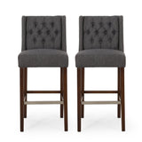 Solstara - Upholstered Dining Barstool With Button Tufted And Wing Back