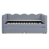 Gingham Daybed With USB Charging Port, Wave-Shaped Design