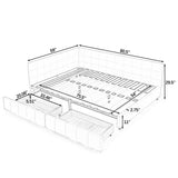 Storage Elegant Upholstered Tufted Bed Frame With Backrest And Armrests