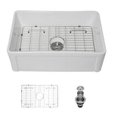 Apron Front Reversible Single Bowl Kitchen Sink & Grid And Strainer