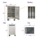 Mobile Charging Cart And Cabinet For Tablets Laptops 30 Device With Combination Lock - Antique White