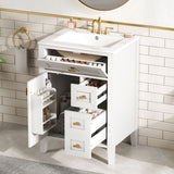 Bathroom Vanity With Sink, 3 Drawers & Cabinet With 2 Tier Door Storage Rack, Soft Close Doors & Drawers