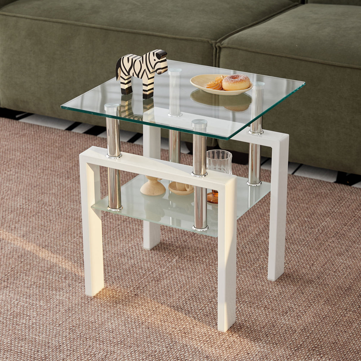 Tempered Glass Table With Storage