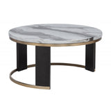 Nesting Round Coffee Table With Ottoman (Set of 2) - Gold / Brown