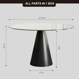 Round Dining Table & Tempered Glass Top - Black / Brown