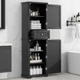 Tall Freestanding Bathroom Storage Cabinet With Drawer And Adjustable Shelf