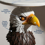 Eagle Head Accent Table, Animal Statue End Tables For Living Room - Brown / Antique White