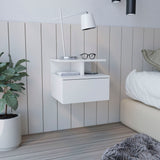 Flopini - Floating Nightstand With 1 Drawer, Compact Size - White