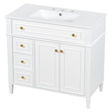 Bathroom Vanity With Sink, 3 Drawers & 2 Doors