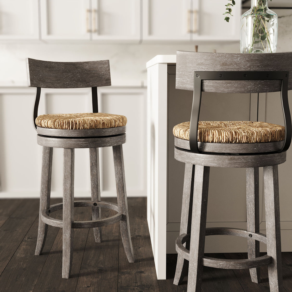 Stool With Natural Seagrass Seat