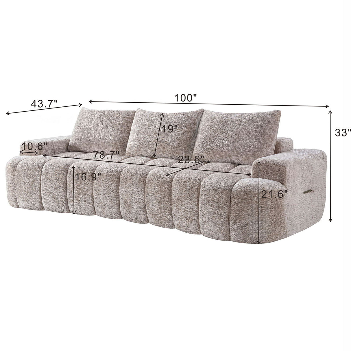 Extra Large Curved Front Compressed Sectional Sofa