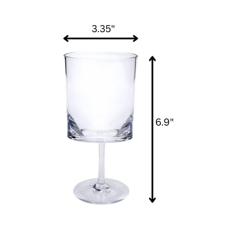 Halo - Leadingware Oval Plastic Wine Glasses (Set of 4) Unbreakable Bpa Free Acrylic, 12Oz - Clear