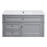 Modern Wall Mounted Floating Cabinet With Double Drawer And Sink