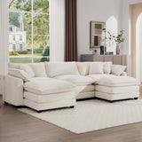 Modern Oversized Modular Cushion Sofa With Ottoman, Low Back, Deep Seating Sofa Set