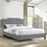 Modern Bed Frame With Tufted Upholstered Headboard