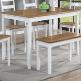 6 Piece Dining Set Table With 4 Side Chairs And Bench - Light Brown / White