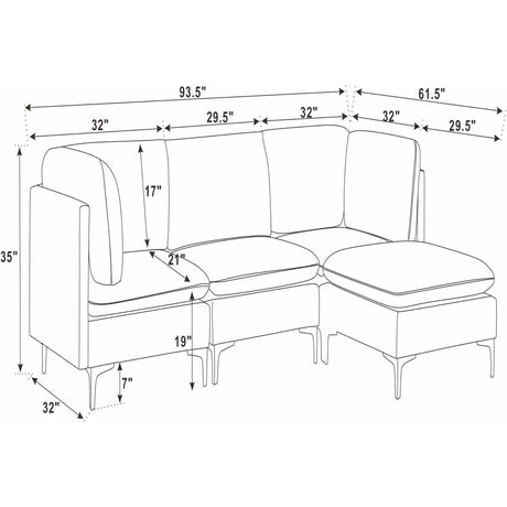 Upholstered Modular Sectional & Tall Legs
