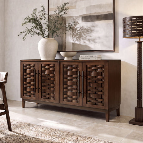 Koa - 4 Door Sideboard - Dark Brown
