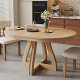 Round Extendable Dining Tabl, Middle Leaf, Curved Legs